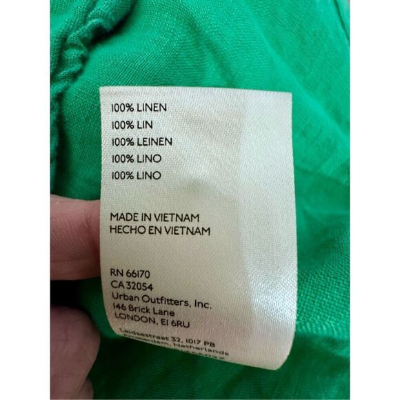 Maeve 100% Linen‎ Kelly Green Button Down Long Sleeve Lagenlook XS Anthro - Picture 9 of 13